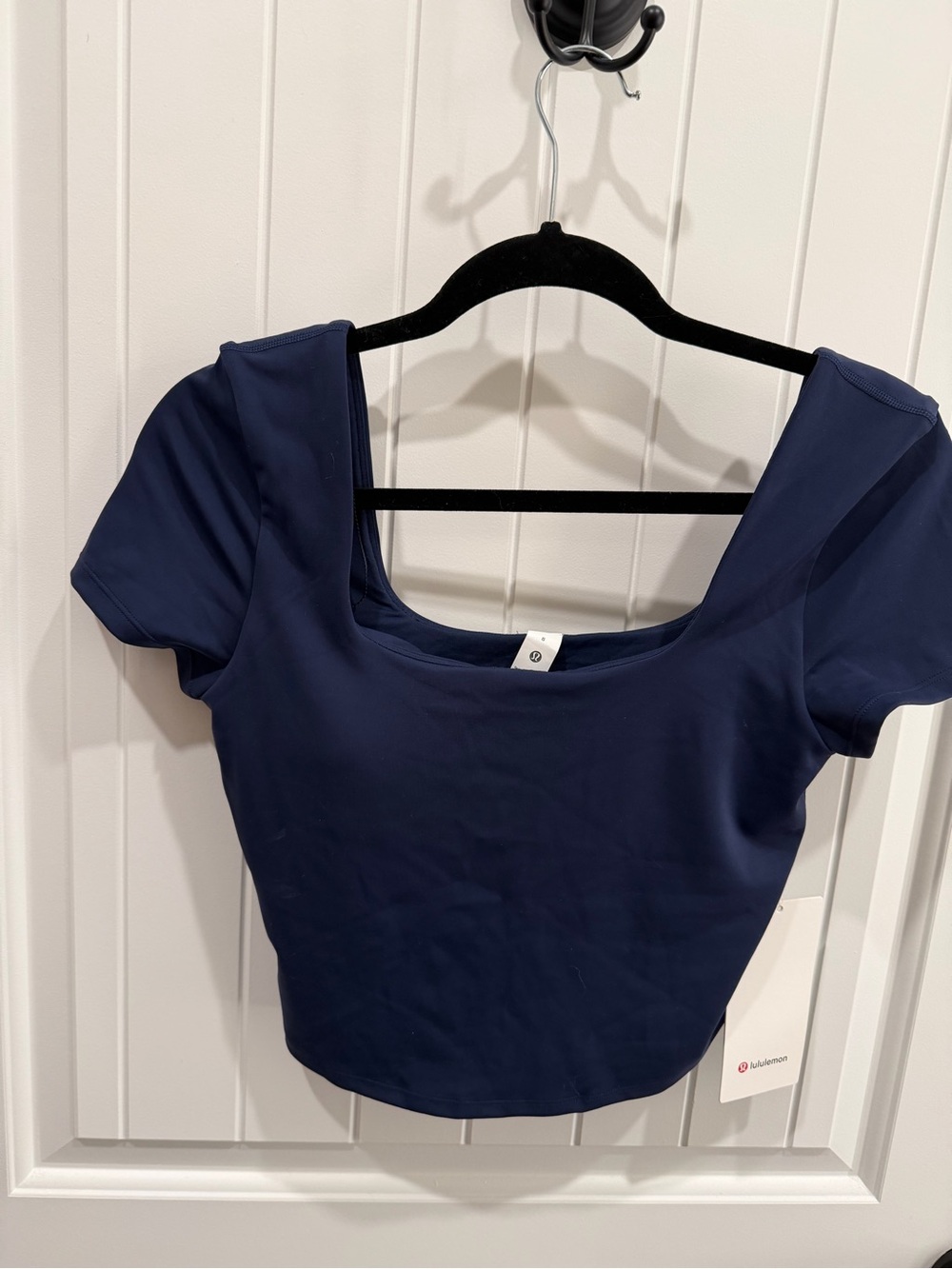 Lululemon Wunder Under SmoothCover Square-Neck Cropped T-Shirt Navy Blue NWT